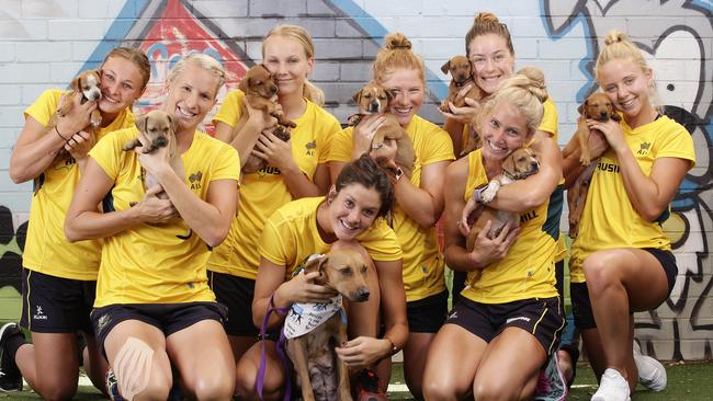 Hockeyroos at Shenton Park Dog's Refuge Home.