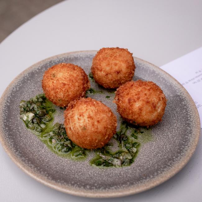 La Sardina Loca's tasty salt cod croquettes with salsa verde. Picture: ROSIE HASTIE