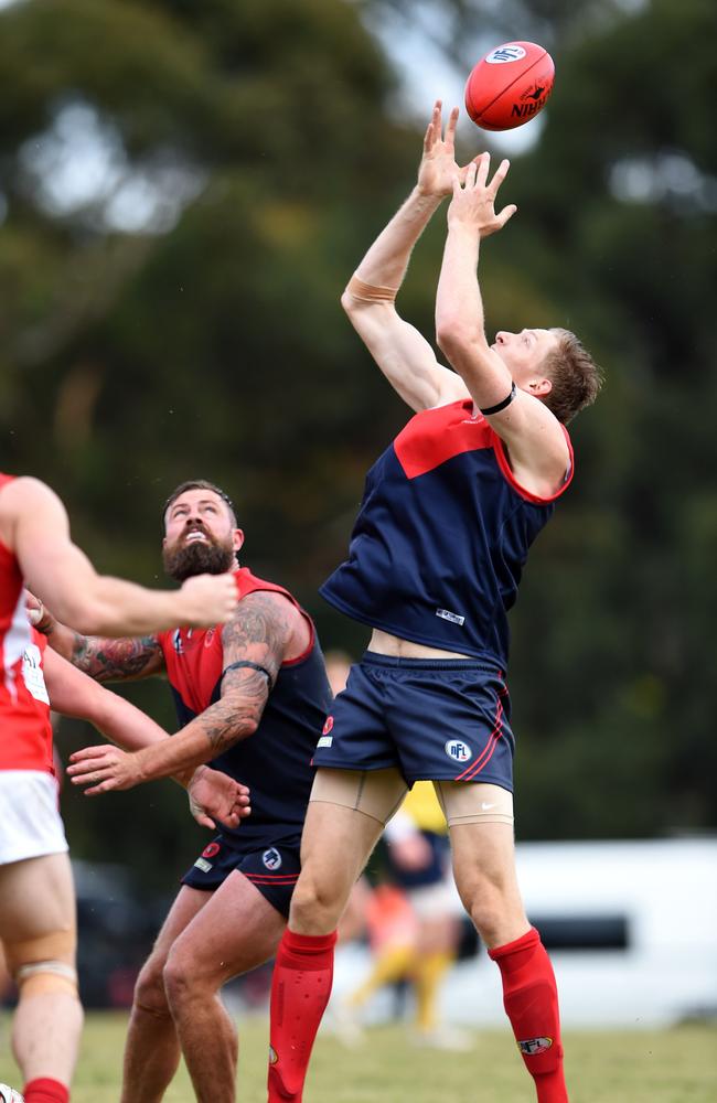 Diamond Creek ruckman Josh Marchbank was best afield on Saturday against Eltham. Picture: Steve Tanner