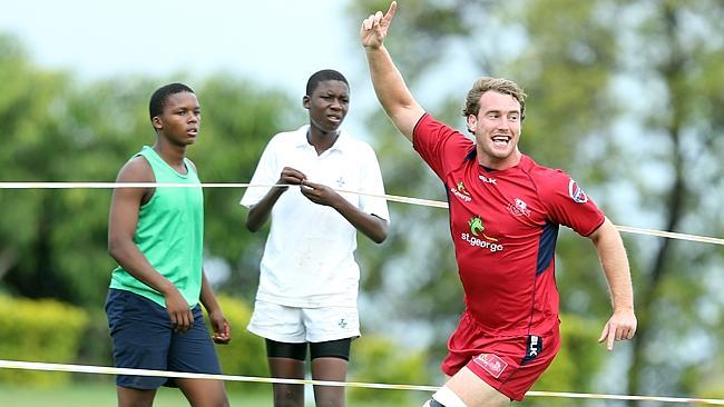 Dave McDuling mucks around at a Reds training session at Northwood School in Durban.