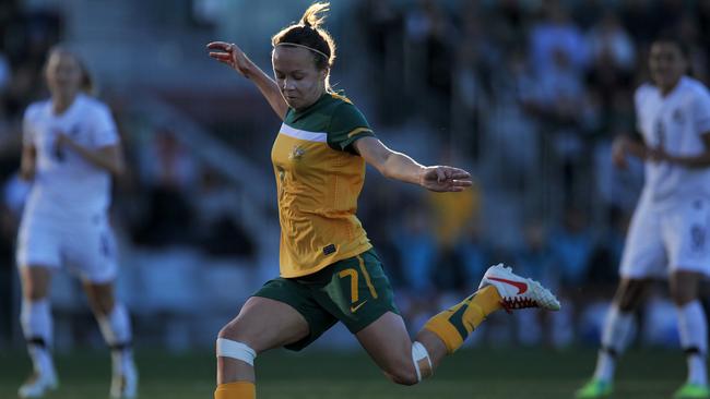 Shellharbour’s Caitlin Foord playing against New Zealand in 2012. Picture: AAP/Paul Miller