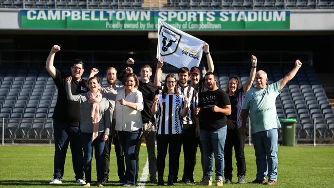 Supporters of Macarthur FC at Campbelltown Stadium. Picture: Robert Pozo