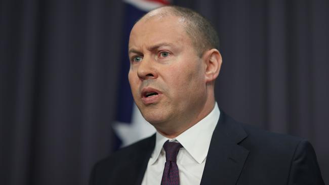 The Treasurer Josh Frydenberg at a press conference at Parliament House in Canberra. Picture: NCA NewsWire/Gary Ramage