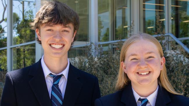 Unley High School captains Lachlan Pftizner and Karina Heinson. Picture: Cormac Lee.