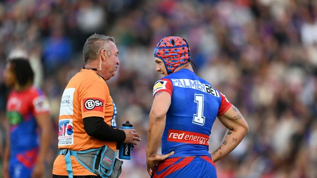 Kalyn Ponga has responded to his Origin axing, shaking off a series of head knocks to lead the Knights to a win over Manly. Picture: Getty Images.