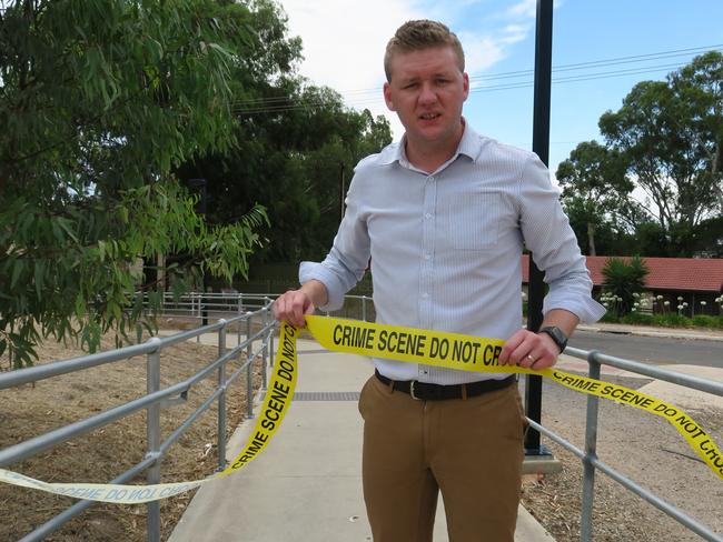 Tea Tree Gully Council Deputy Mayor Lucas Jones wants a security guard to be present at the Tea Tree Gully Interchange 24/7. Picture Jason Katsaras