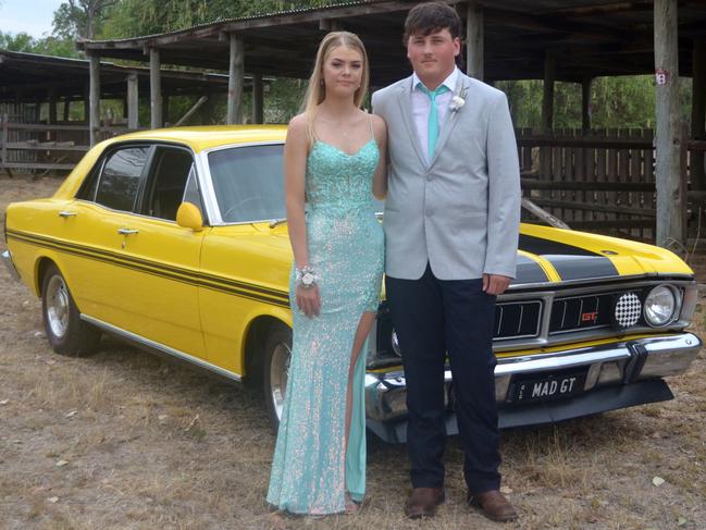 Ebonee Kreis and Jordan Scanlan at the 2023 Burnett State College formal. Image credit: Burnett State College.