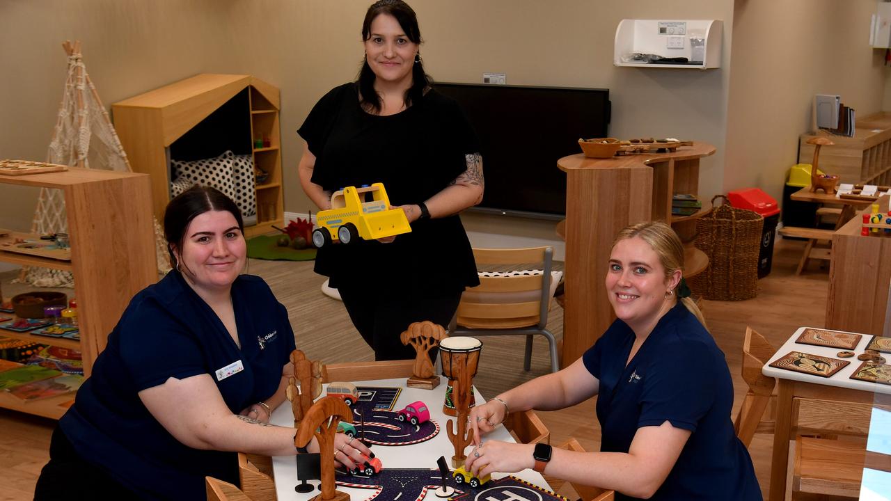 Assistant director Rhi Haupt, area manager Kelly Jackson and centre director Maddie Hastie at the newly opened Children First Fairfield. Picture: Evan Morgan