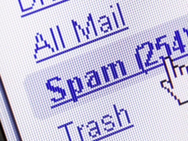 Monitor screen showing spam in the mailbox