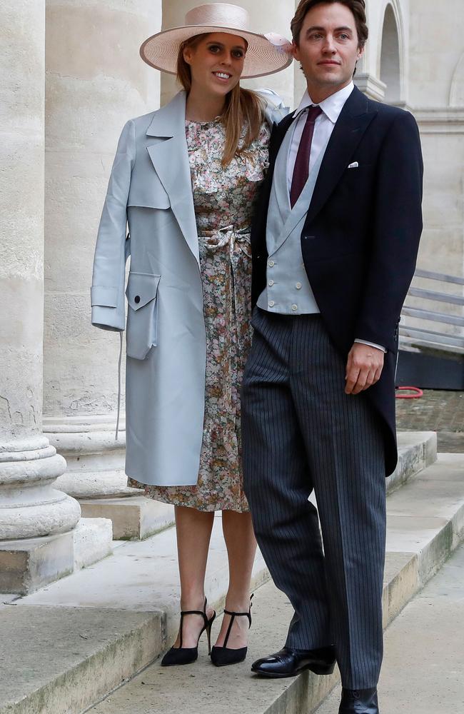 The couple at the wedding of Napoleon and Countess Olympia Arco-Zinneberg at the Saint-Louis-des-Invalides cathedral in Paris. Picture: FRANCOIS GUILLOT / AFP