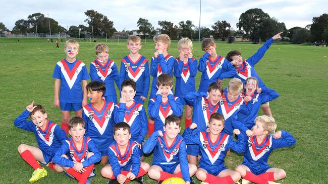 South Barwon Tomkins under-9 football team pull their funniest faces. Picture: Mark Wilson