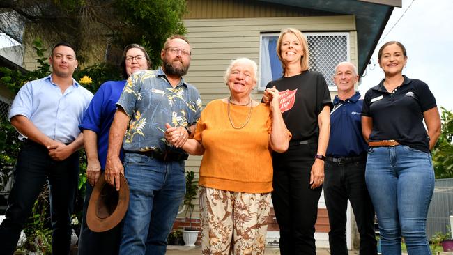 Townsville City Council James Wong, Community Information Centre Helen Lynn, Townsville Community Rebuild Project Bruce Cornish, Gail Barnes 77, The Salvation Army Tamara Barnes, St Vincent de Paul Society Queensland Ray O'Brien, National Drought and North Queensland Flood Response and Recovery Agency Emma Rush. Picture: Alix Sweeney