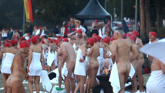 Swimmers get dry. Picture: SAM ROSEWARNE