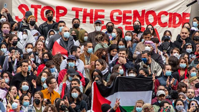 Supporters of Palestine gather at Harvard University to show their support for Palestinians in Gaza at a rally in Cambridge, Massachusetts, in October. Picture: AFP