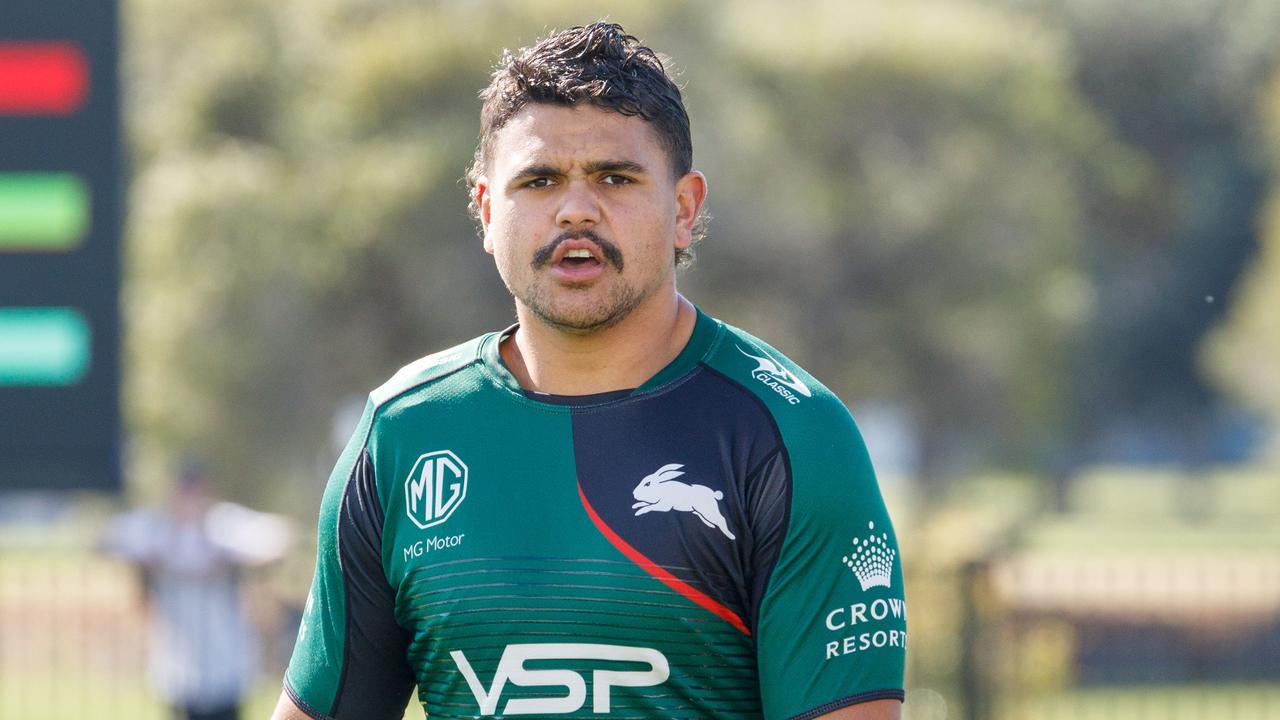 Latrell Mitchell during South Sydney Rabbitohs training . 29/08/2023. Pic by Max Mason-Hubers