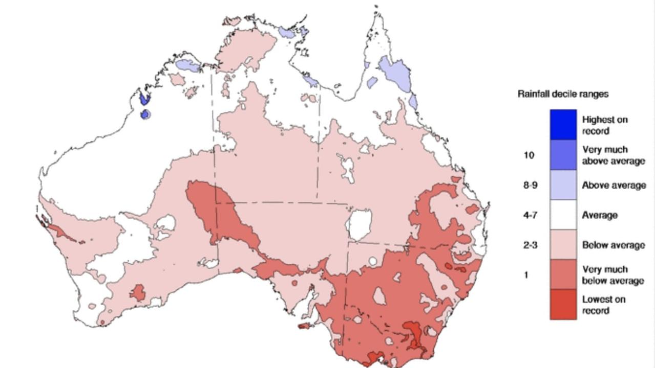 The dry weather was particularly bad in the southern parts of Australia. Photo: BOM