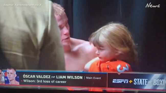 Aussie Liam Wilson consoles daughter after boxing heartbreak