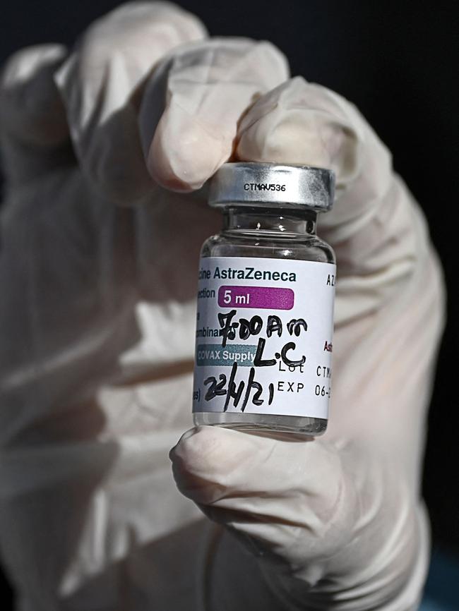 A vial of the AstraZeneca vaccine. Picture: AFP