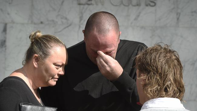 The parents and brother of Hannah McGuire outside the Ballarat Magistrates' Court. Picture: NCA NewsWire / Andrew Henshaw