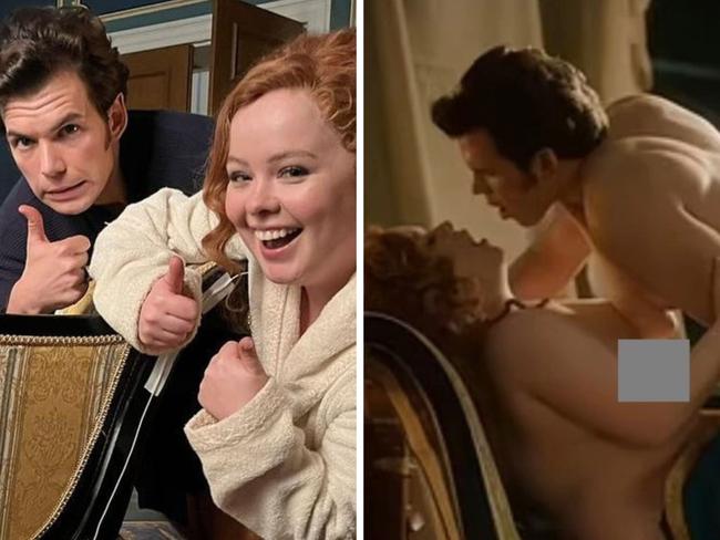 Nicola Coughlan shared photos of the bed she and co-star Luke Newton broke shooting their Bridgerton sex scene.