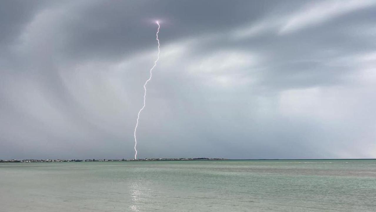 A photo of the storm rolling in on Flahertys Beach. Picture: Facebook/Anna Horn