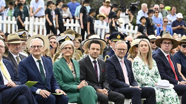 Prime Minister Anthony Albanese at the National Citizenship and flag-raising ceremony on Australia Day. Picture: NewsWire / Martin Ollman