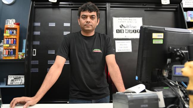 In one heist, Tarun Kumar lost $5000 of cigarette stock from his Friendly Grocer store in Cairns North. Picture Isaac McCarthy