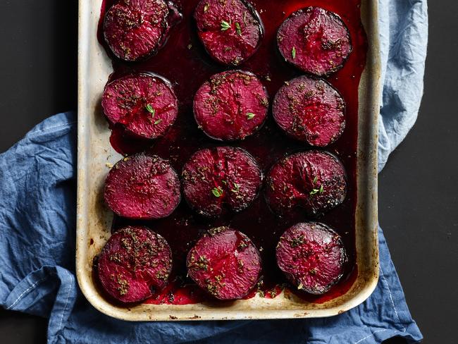 Balsamic baked plums.