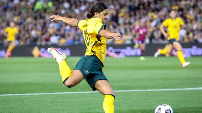 The superstar: Captain Sam Kerr will be heavily marked – but can still be the difference maker for Australia. Picture: Getty