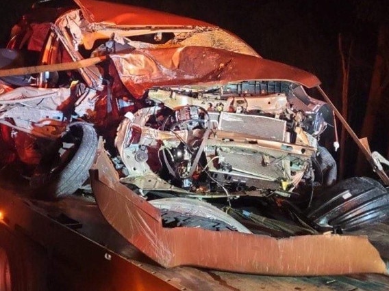The scene of a horror fatal crash on Booral Rd at Sunshine Acres.