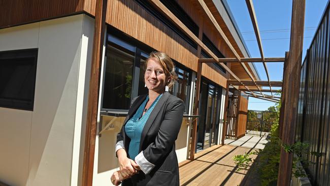 Lead construction design specialist at Suho Studio, Geraldine Petit, at the new 10-star rated home. Picture: Tom Huntley