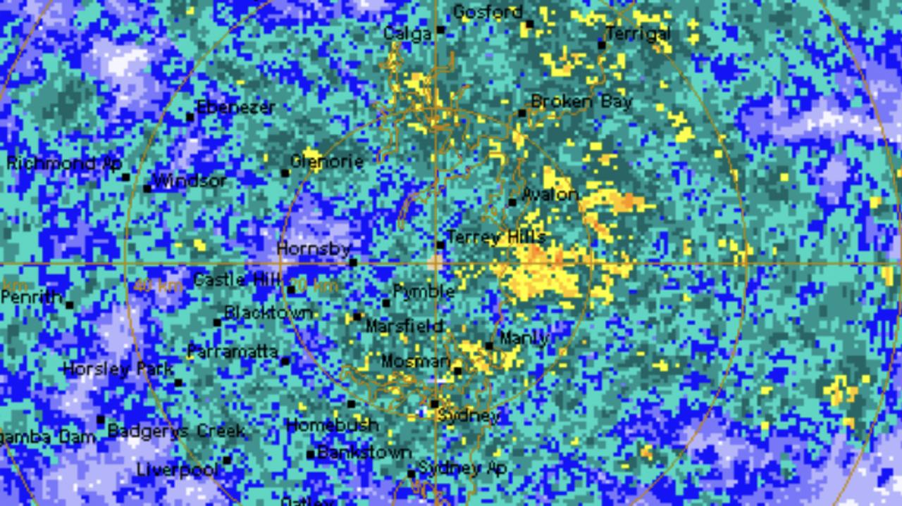 Somewhere under here is Sydney. On Friday the city saw more rain overnight than the last three months’ rainfall combined. Picture: BOM.