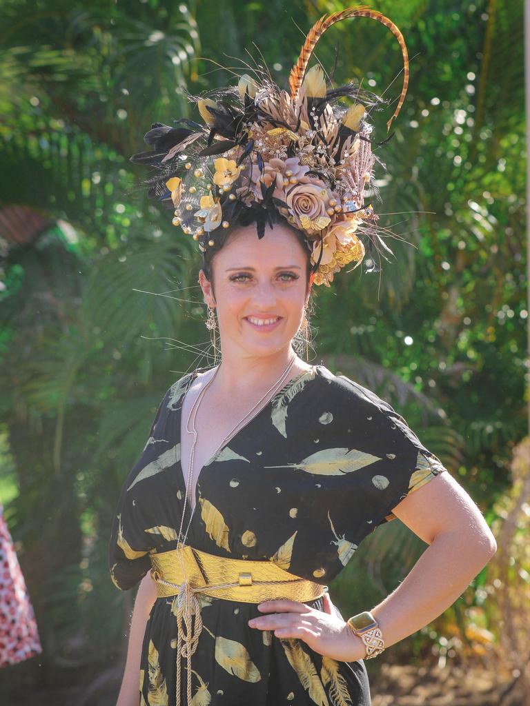 Kyrra Lee Pimblett wins Fashions on the Field at the 2021 Adelaide River Races. Picture: Glenn Campbell.