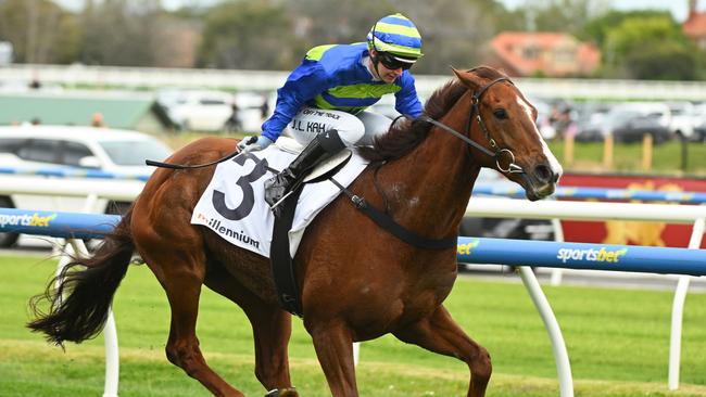 Jamie Kah riding Another Wil to a victory at Caulfield last month. Picture: Vince Caligiuri/Getty Images