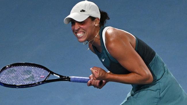 Madison Keys celebrates beating Iga Swiatek in the semi-final Picture: AFP