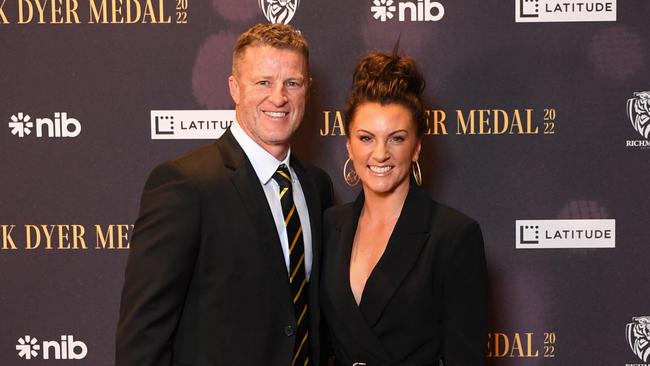 Damien Hardwick and Alexandra Crow. Pic: Morgan Hancock/AFL Photos