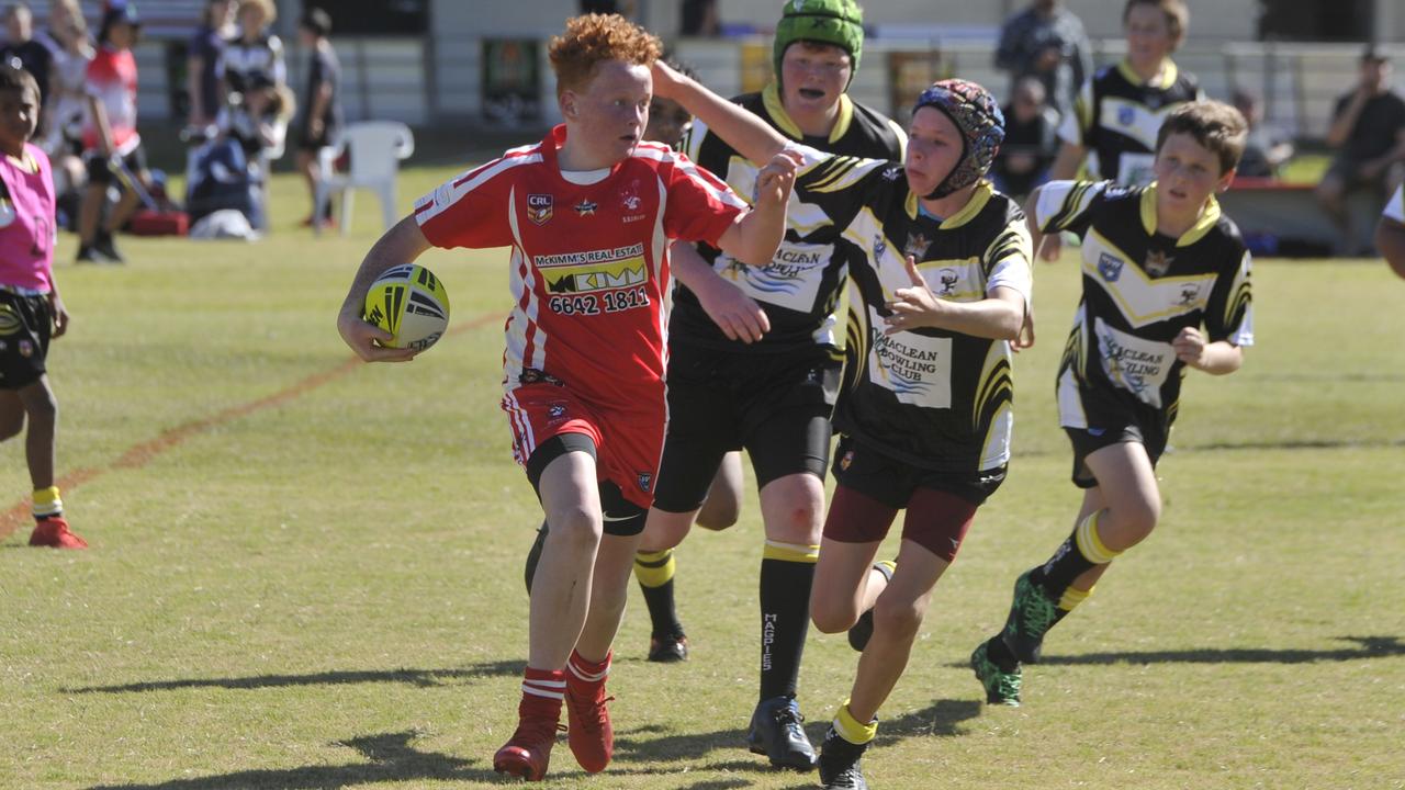 Action from the under-12 clash between South Grafton Rebels and Clarence Coast Magpies during round 1 of the 2020 Group 1 Junior Rugby League season at McKittrick Park on Saturday, July 18.