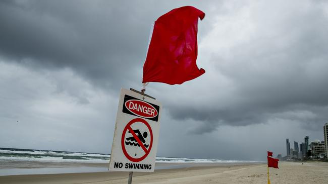 The beaches were closed on the Gold Coast due to weather conditions. Picture Jerad Williams