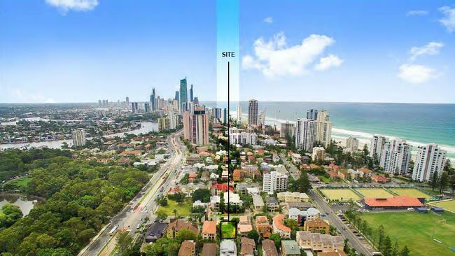 The site of the proposed new tower in St Kilda Ave, Broadbeach.