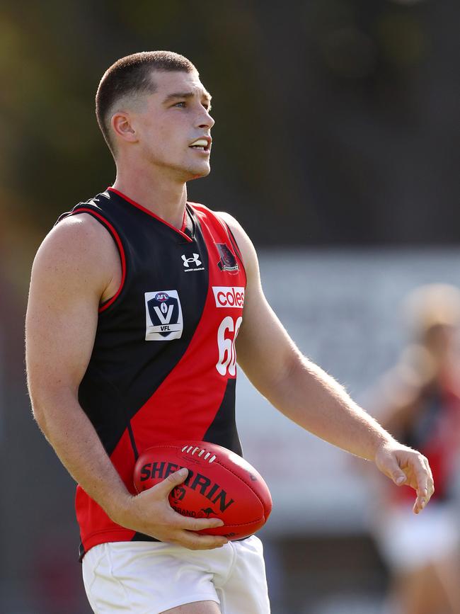 Joe Atley captained Essendon’s VFL team this year and also won the club’s best and fairest. (Photo by Kelly Defina/AFL Photos/Getty Images)