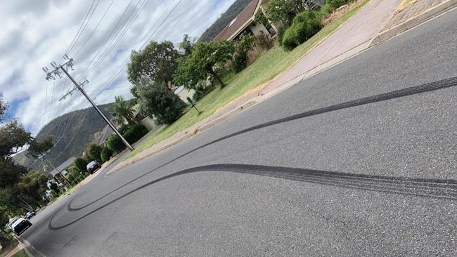 A hoon driver who left tyre marks at Athelstone. Picture: Anna Leombruno