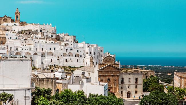 The white-washed city of Ostuni in the Italian region of Puglia.