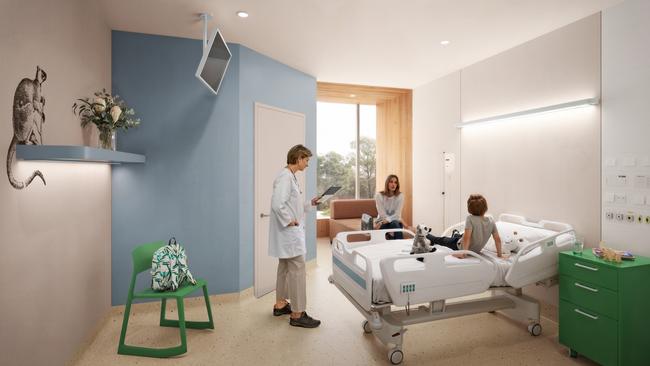 An artist’s impression of an internal private room at the new Mount Barker Hospital. Picture: supplied