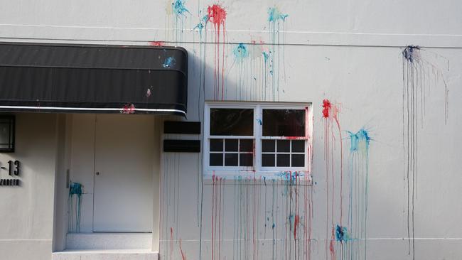 In 2017, the building was vandalised with paint injected eggs. Picture: Richard Dobson