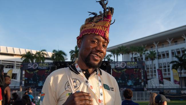 Fidele Mbilizi from DR Congo at the Northern Land Council 50 Year Anniversary Concert in State Square, Parliament House, Darwin. Picture: Pema Tamang Pakhrin