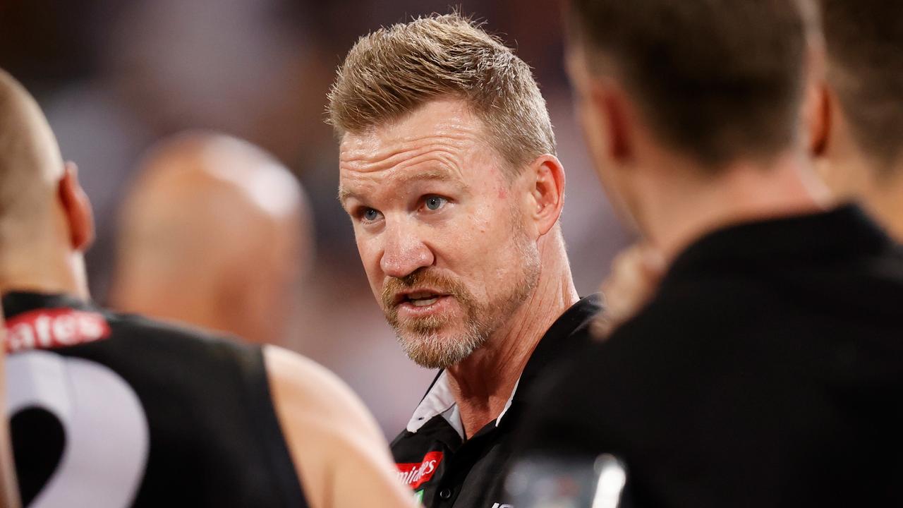 Collingwood coach Nathan Buckley has spoken for the first time since the Magpies’ controversial trade period fire sale. Picture: Michael Willson