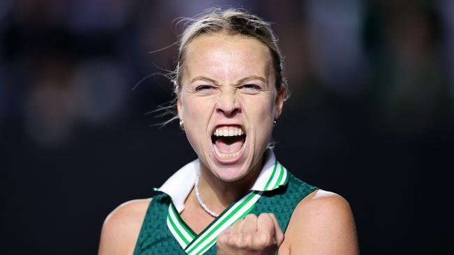 Kontaveit celebrates a win. Photo by Hector Vivas/Getty Images for WTA