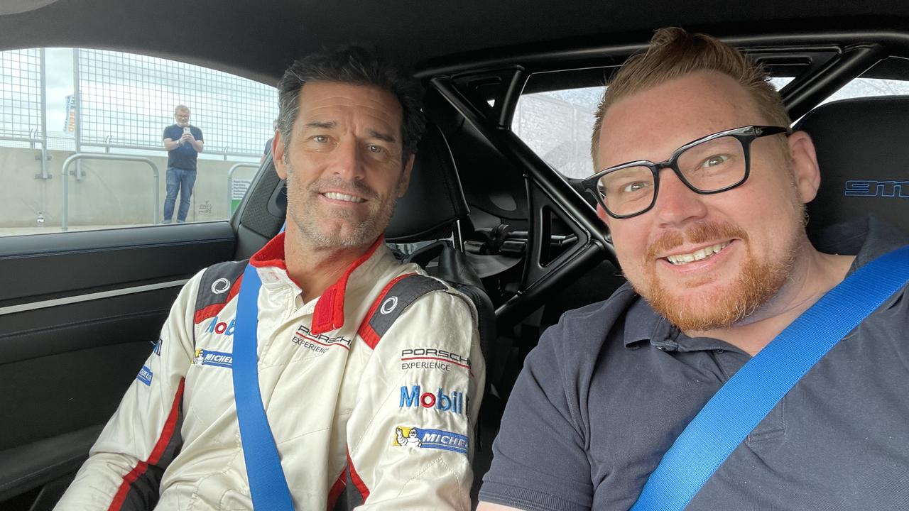 Mark Webber and David McCowen at a Porsche event.