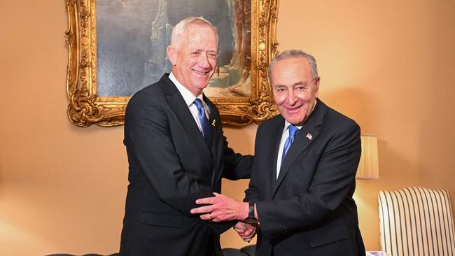 The call by Benny Gantz, left, was welcomed by Chuck Schumer. Picture: AFP