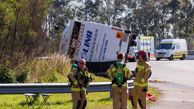 The horror bus crash in the Hunter Valley. Picture: David Swift